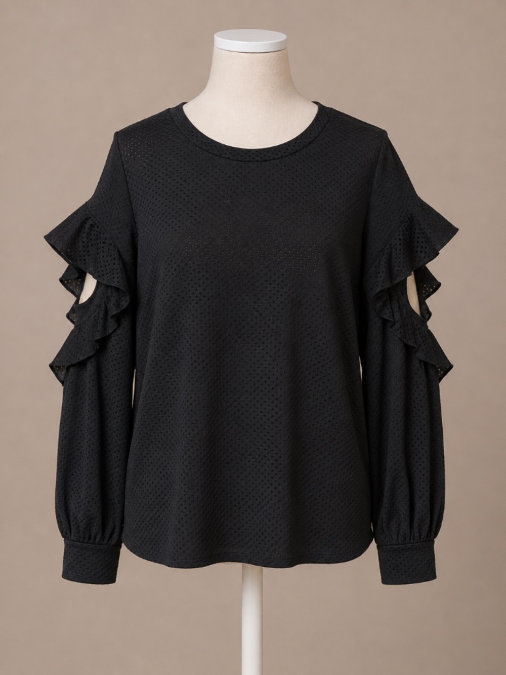 Express Black Ruffle Cold Shoulder Blouse Women’s Size Large